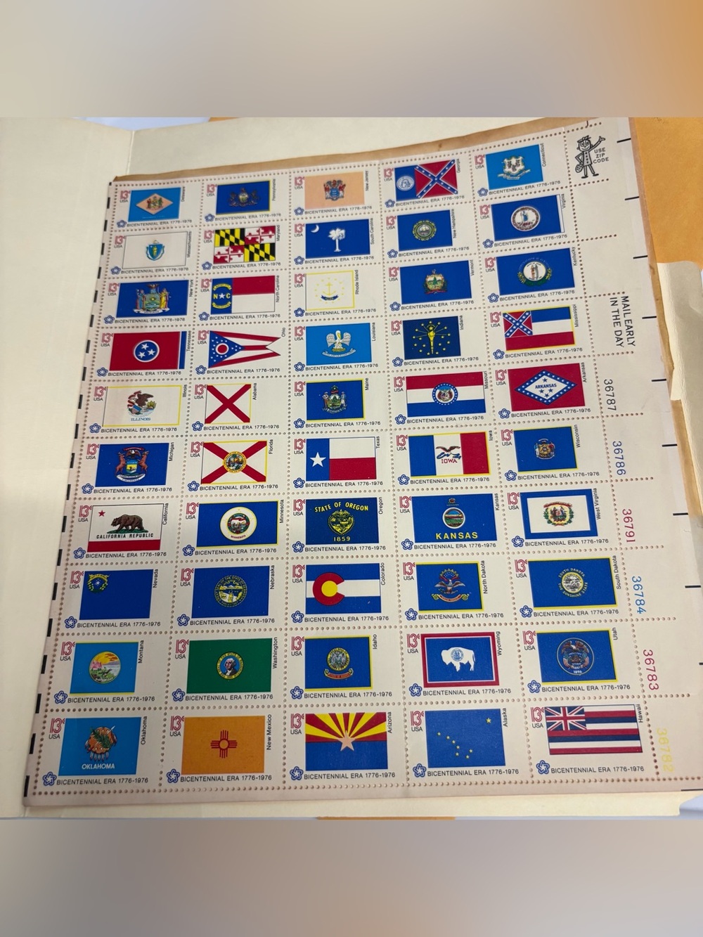 Vintage Bicentennial State Flags Decorative Sheet - Blue